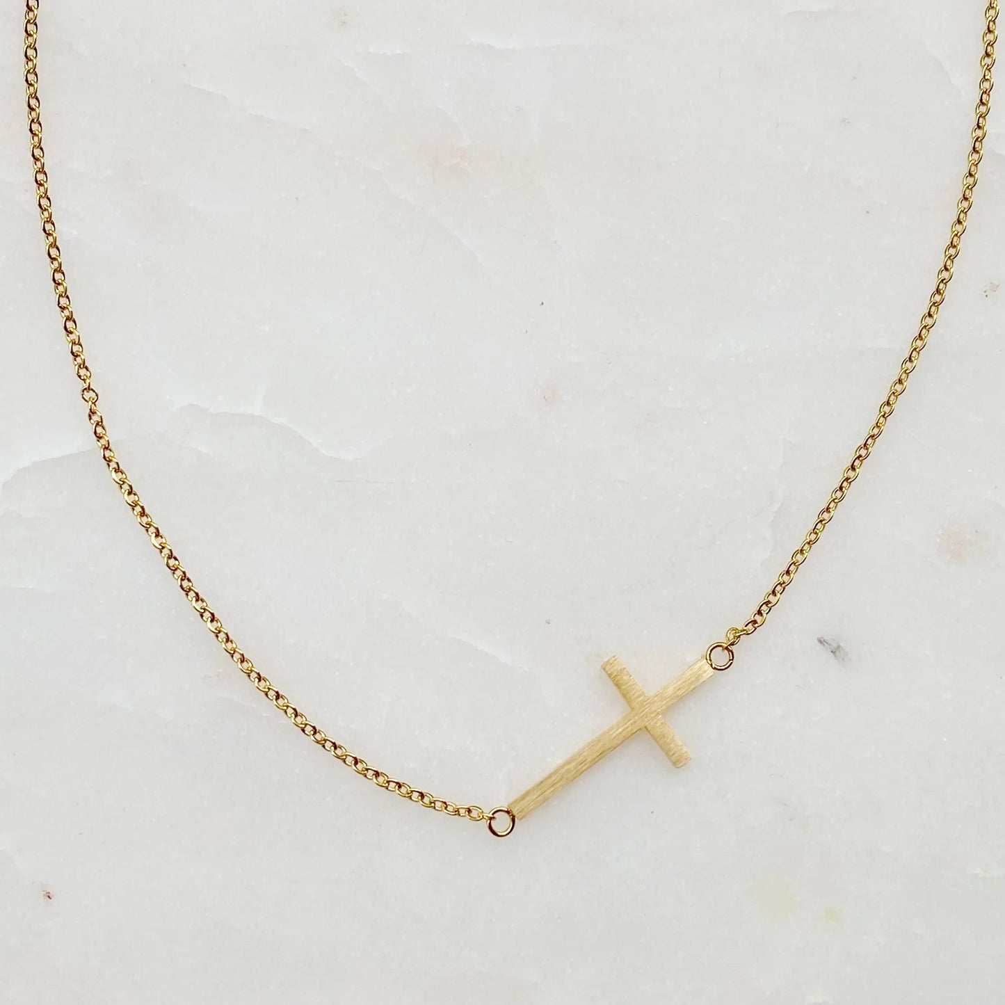 Hannah Sideways Cross Necklace