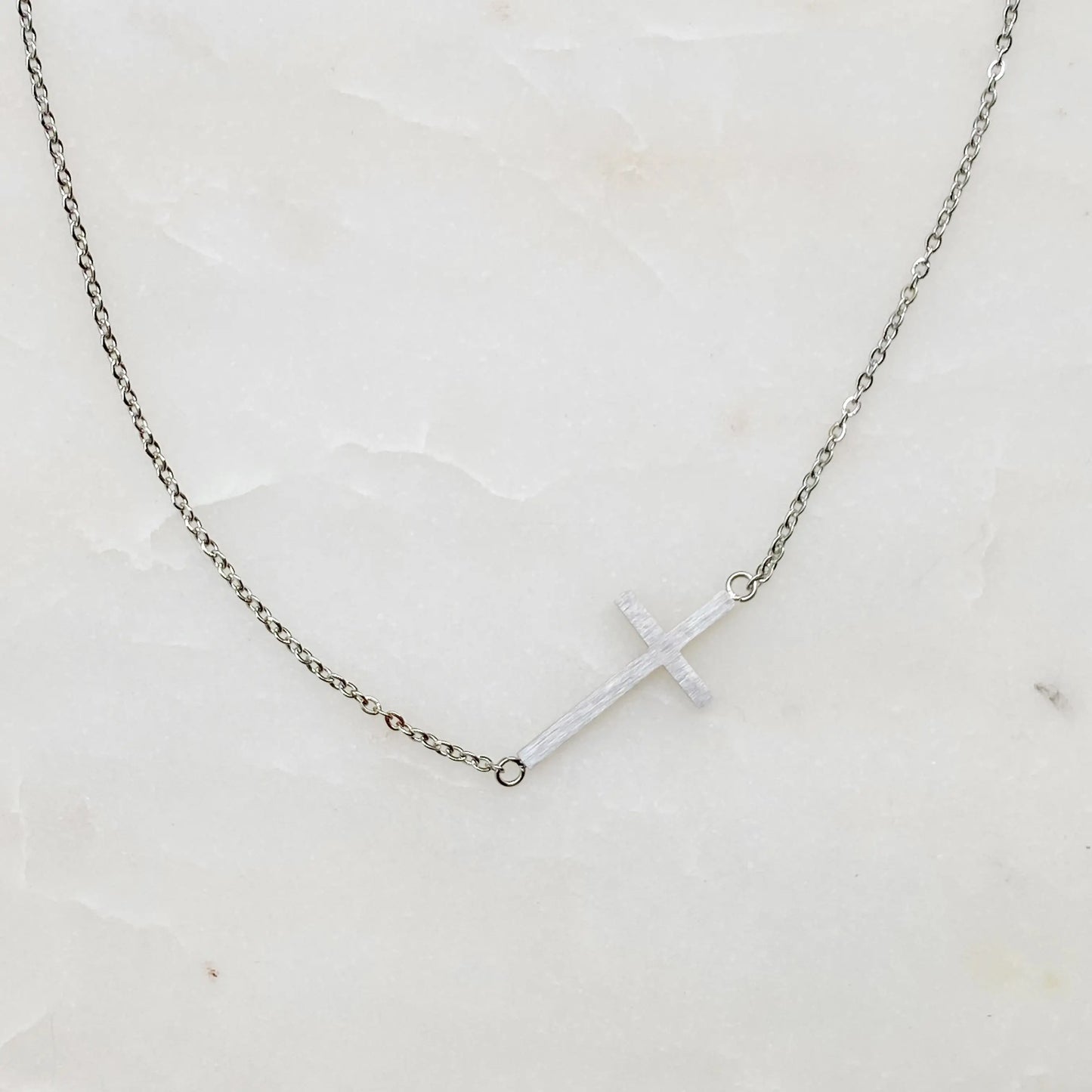 Hannah Sideways Cross Necklace