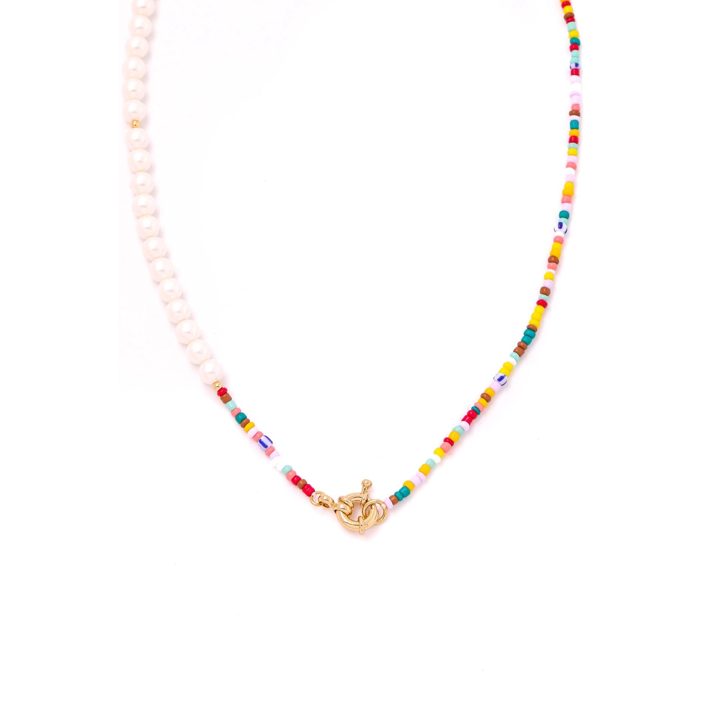 Bead and Pearl Clasp Necklace