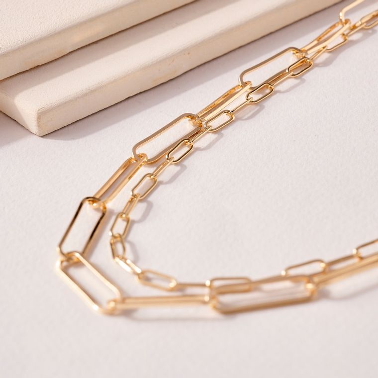 Double Layer Chain Necklace (Gold on Gold)